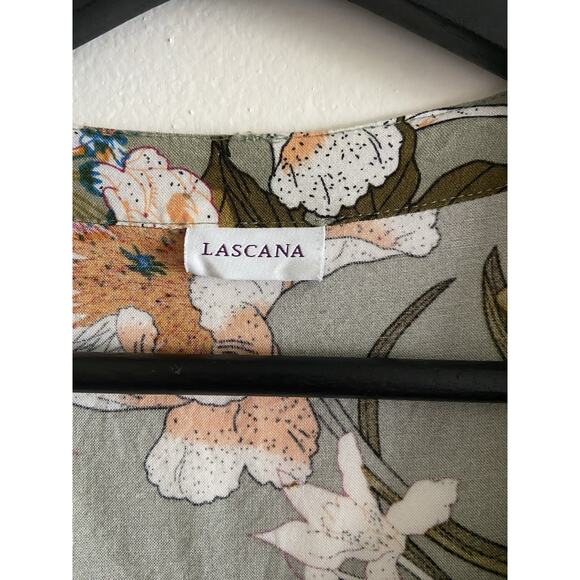 Women's Lascana Flowy Flared Sleeve Shirt Dress Sage Green Floral Size 12/14 - Picture 4 of 8